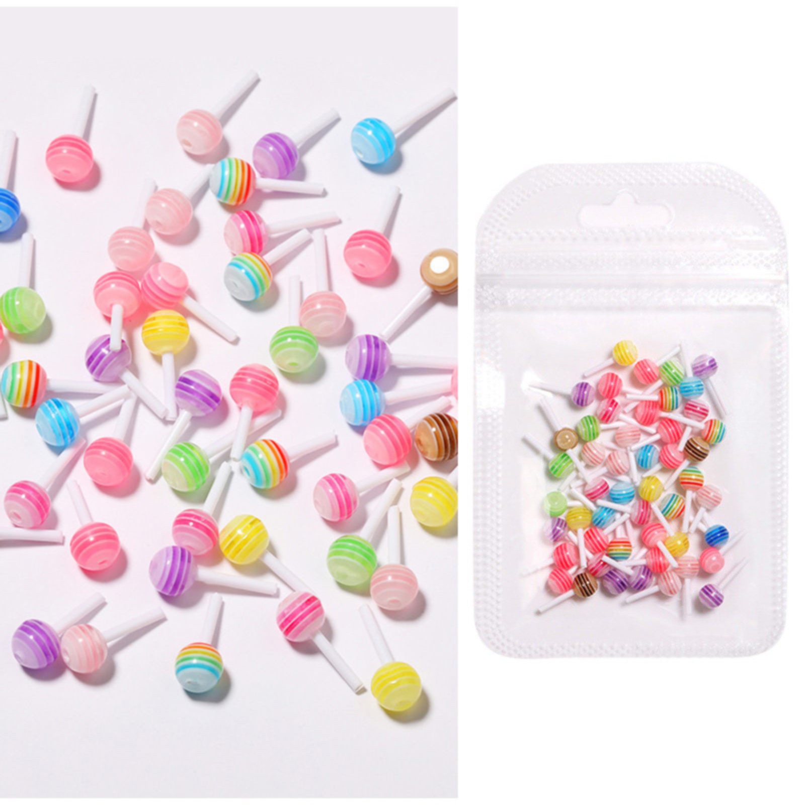 NIUREDLTD 50Pcs 3D Gummy Candy Nail Charms Colorful Sugar Gummie